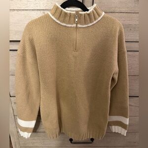 Tan Sweater with White Accents